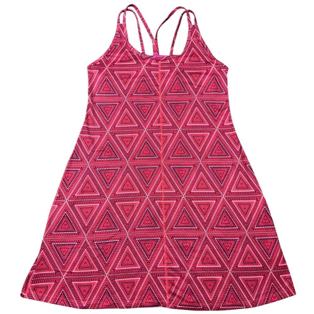 Patagonia Womens Kamala Dress Pink‎ Geometric Triangle Print Shelf Bra Large